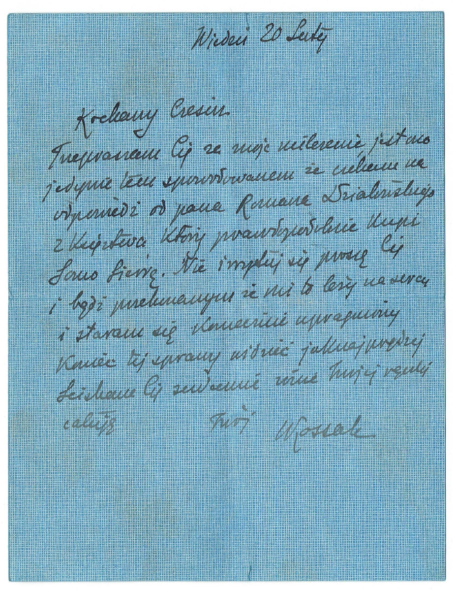 List Wojciecha Kossaka do Czesława [Świeżawskiego] z 20 lutego [1901], ze zbiorów MNZP.