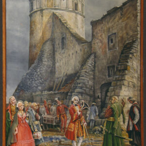 MPS-13065, Marian J. Fida, Niedobry Starosta (Stanisław August Poniatowski 1753-1763); olej na płótnie, 100 cm x 80 cm; Przemyśl, 1991