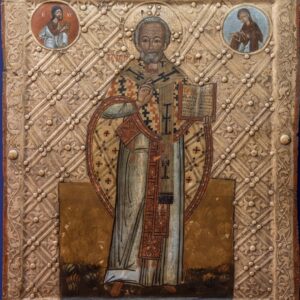Św. Mikołaj Biskup, ok. połowy XVI w. Ikona z okolic Przemyśla.