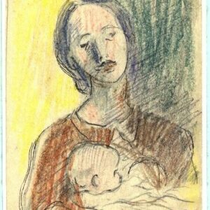 MPS-E-2981 – szkic „Matka karmiąca dziecko”, Jan Ekiert, , Francja XX w.
