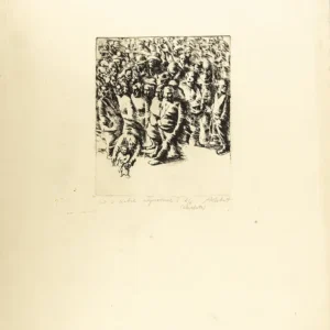 „Co z ciebie wyrośnie?”, l. 70. XX w., akwaforta na papierze, 24,5 x 20 cm, nr inw. MPS-1096