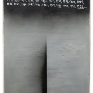 „Następny K-ROK?”, 1992, farby w aerozolu na płótnie, 130 x 98 cm, nr inw. MPS-13504