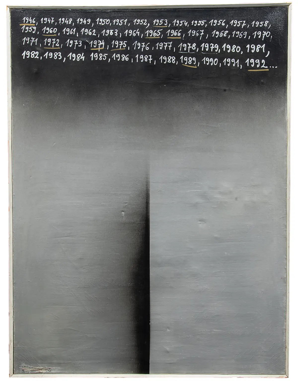 „Następny K-ROK?”, 1992, farby w aerozolu na płótnie, 130 x 98 cm, nr inw. MPS-13504