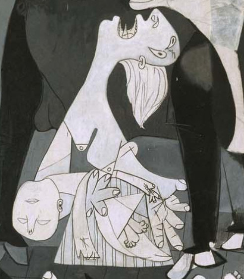 Pablo Picasso - Guernica - fragment obrazu przedstawiający matkę z martwym dzieckiem na ręku