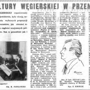 Dni kultury węgierskiej w Przemyskiem, „Życie Przemyskie” 1985, nr 14, s. 9.