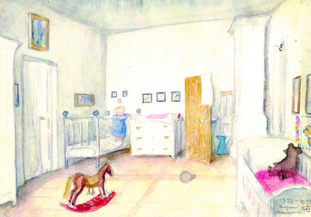 Fot. 3 Akwarela przedstawiająca pokój dziecinny w medyckim dworze.
