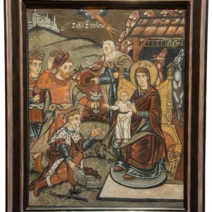 Hołd Trzech Króli przed Dzieciątkiem Jezus, autor nieznany, XIX w., ze zbiorów MNZP, MPE-224, fot. Paweł Husarz