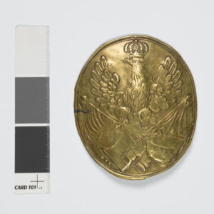 MPM-910  Blacha z ładownicy żołnierza piechoty z 2. poł. XVIII w. z okresu panowania Augusta III Sasa lub Stanisława Poniatowskiego