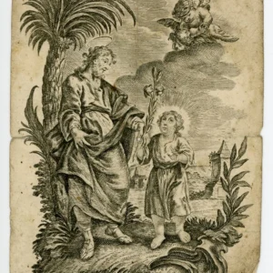 Grafika Św. Józef z Jezusem, C.P.S.C.M. Klauber Cath. sc. A.J ex., Augsburg, Niemcy, papier, miedzioryt, MPS-6189, MNZP