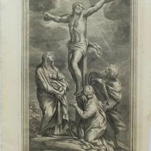 Grafika Ukrzyżowanie, Cornelius Bloemaert wg Cirrusa Ferrusa, Rzym, XVII w. (1625-1662), MPS-5685, MNZP