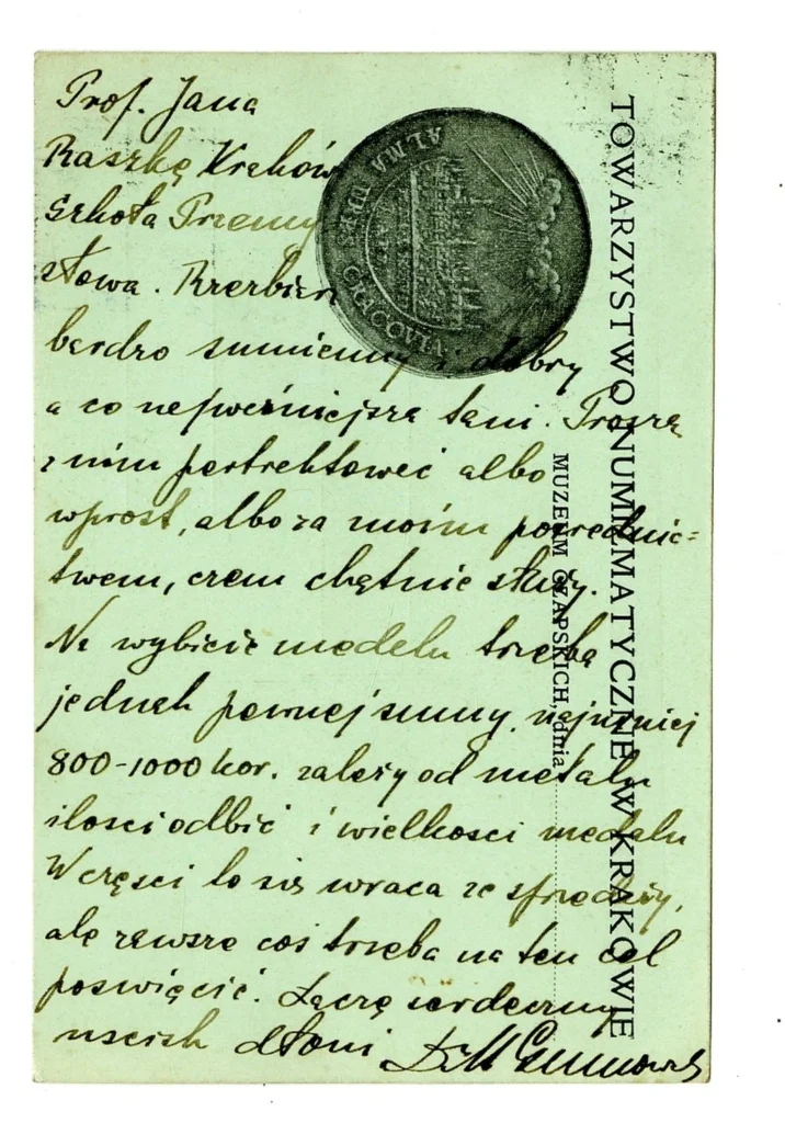 MP.Hist-3375 – Karta pocztowa od Mariana Gumowskiego do Kazimierza Osińskiego, 28.02.1910, zbiory MNZP