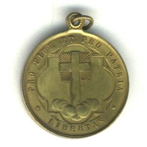 MPS-10510 – Pamiątkowy medalik Pierwszego Międzynarodowego Kongresu Antymasońskiego, Stefano Johnson (S.J.), Włochy, Mediolan 1896.