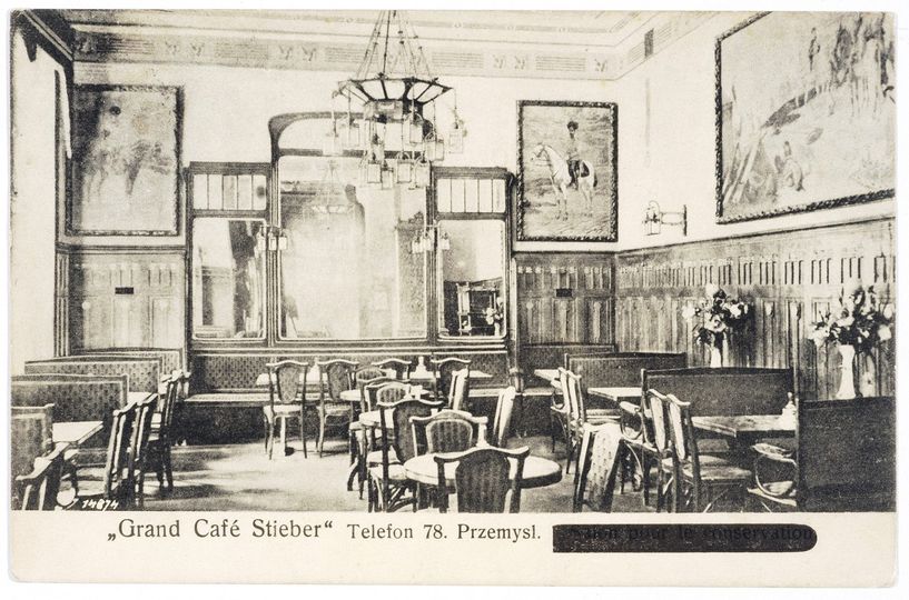 Wnętrze kawiarni Grand Cafѐ Stieber, Galicja, Przemyśl 1912, źródło: https://fbc.pionier.net.pl/details/nnlXx1m